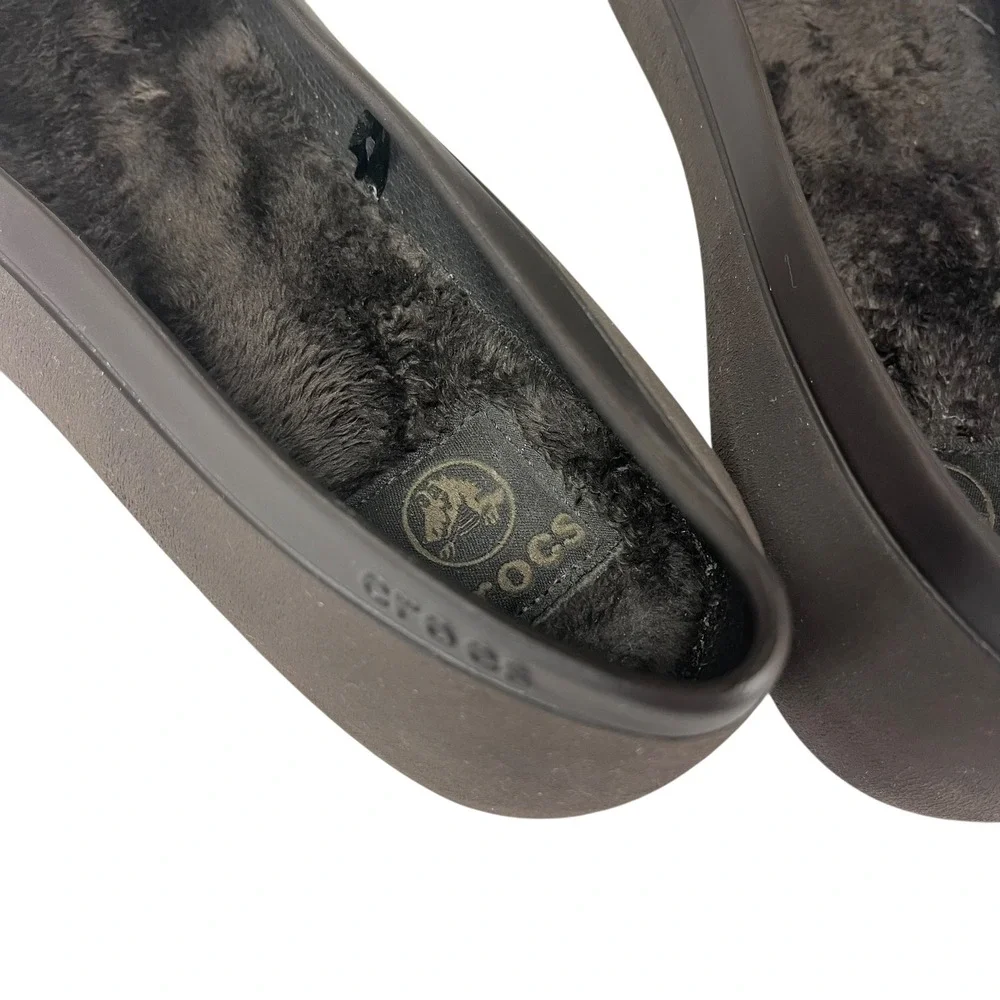 Crocs Olivia II Faux Fur Insole Ballet Flats Brown‎ Womens 8 Comfortable Shoes
